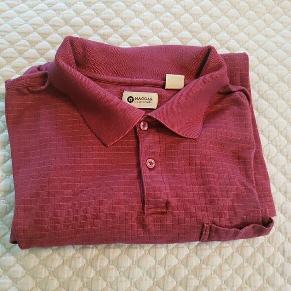 Haggar Mens Polo Shirt Front Pocket Short Sleeve Collared Golf Textured Size XL - Picture 16 of 16